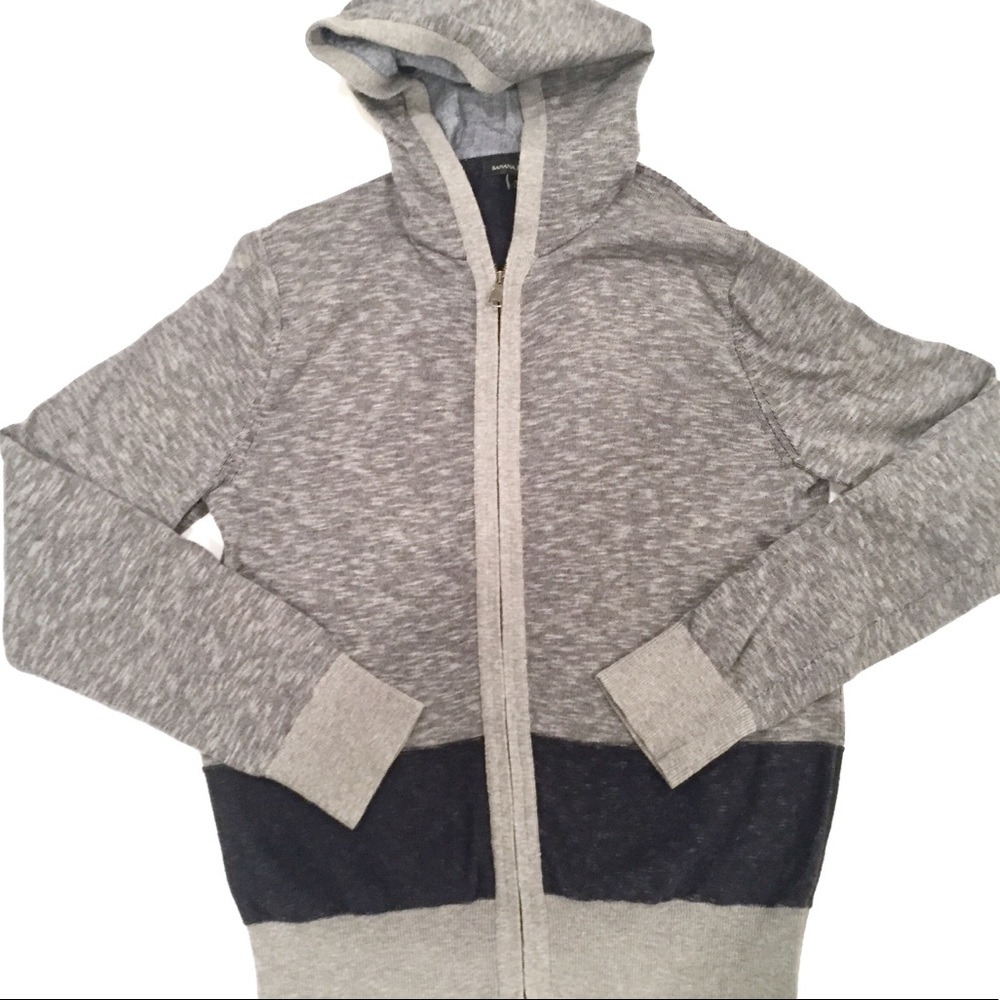 BR Men’s S zip up lightweight hoodie, gray/blue